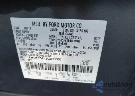 2018 Ford Explorer Xlt from USA, damaged, VIN 1FM5K8D84JGA01557
